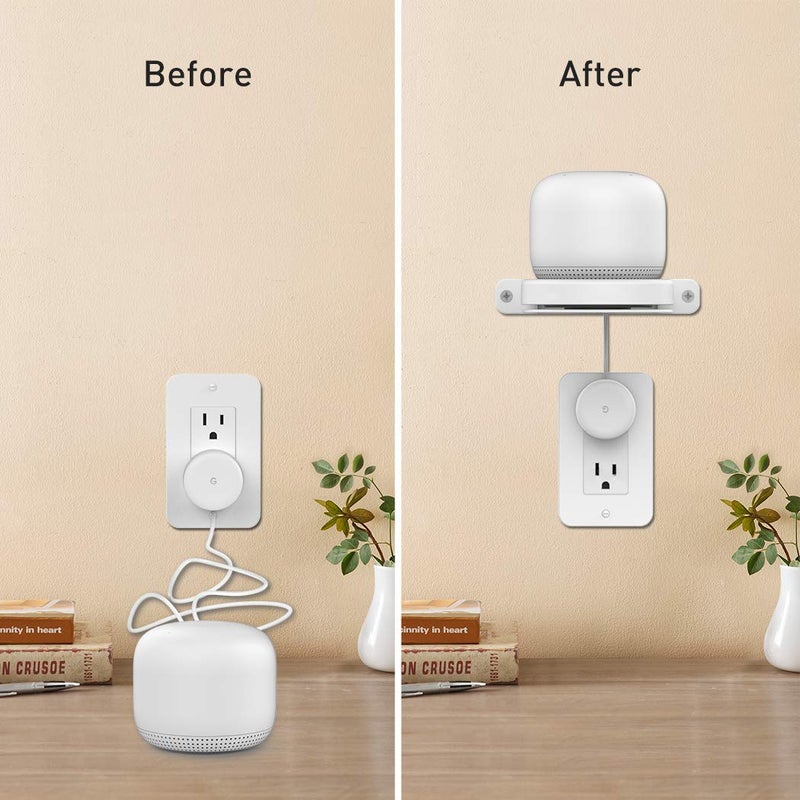 Delidigi 2 Pack ABS Wall Mount Compatible with Nest WiFi Router- AC2200 Bracket Holder Shelf for Nest WiFi Point [Built-in Cable Management](2 Pack, White) - Image 3